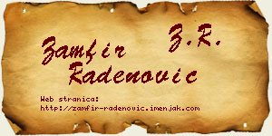 Zamfir Radenović vizit kartica